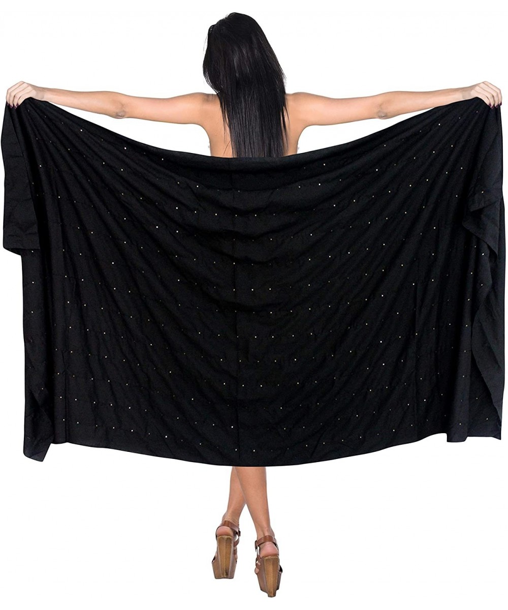 Cover-Ups Women's Beach Wrap Sarong Cover Ups Swimsuit Tie Skirt Embroidered A - Halloween Black_s367 - CO12BE7YXQB