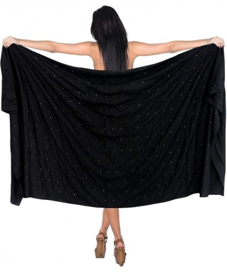 Cover-Ups Women's Beach Wrap Sarong Cover Ups Swimsuit Tie Skirt Embroidered A - Halloween Black_s367 - CO12BE7YXQB