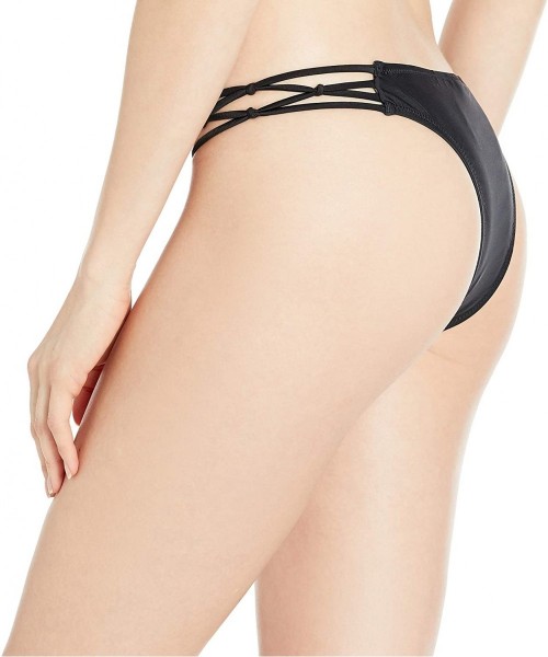 Bottoms Women's Simply Solid Tiny Bikini Bottom - Black - CX12O77HZAM