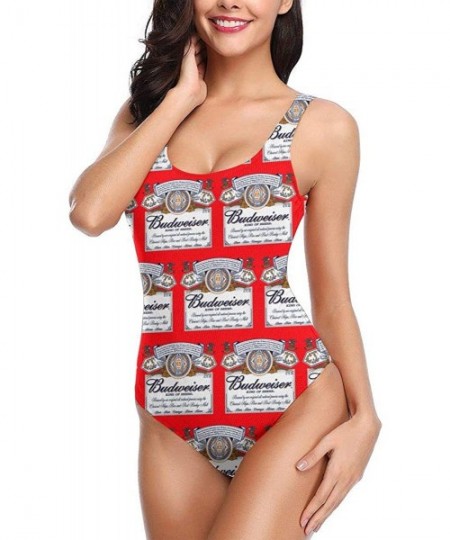 One-Pieces Women's Budweiser Swimsuit High Cut Low Back One Piece Swimwear Bathing Suits - Budwise Beer5 - CJ199UKZ8U3