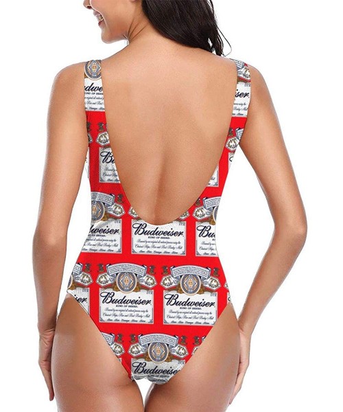 One-Pieces Women's Budweiser Swimsuit High Cut Low Back One Piece Swimwear Bathing Suits - Budwise Beer5 - CJ199UKZ8U3