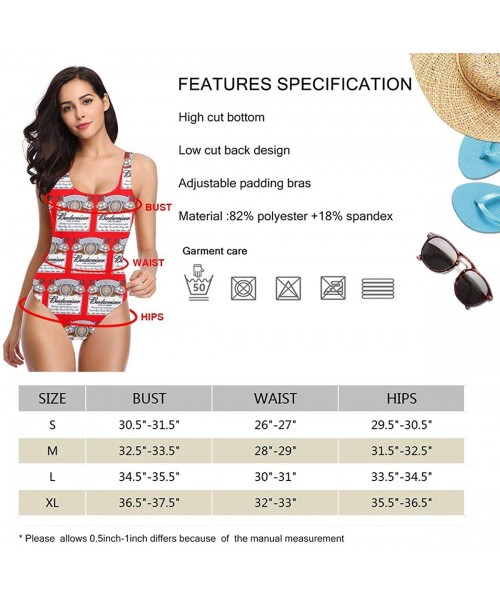 One-Pieces Women's Budweiser Swimsuit High Cut Low Back One Piece Swimwear Bathing Suits - Budwise Beer5 - CJ199UKZ8U3