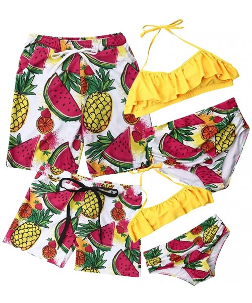 Sets Family Matching Swimsuits Mother Girl Swimwear High Waist Floral Two-Pieces Bikini Set Father Boy Swim Trunks Bathing Su...