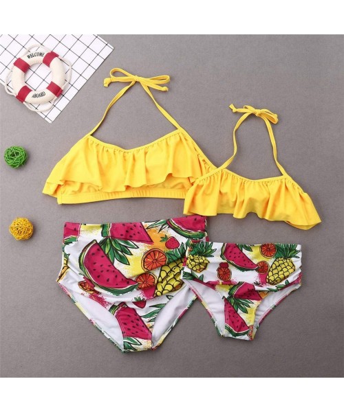 Sets Family Matching Swimsuits Mother Girl Swimwear High Waist Floral Two-Pieces Bikini Set Father Boy Swim Trunks Bathing Su...