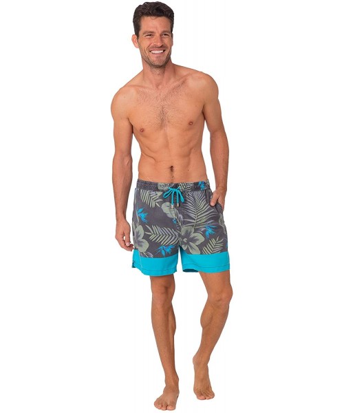 Board Shorts Performance Men's Quick Dry SPF50+ Swim Trunks Water Shorts Swimsuit Beach Shorts with Mesh Lining - Turquoise F...