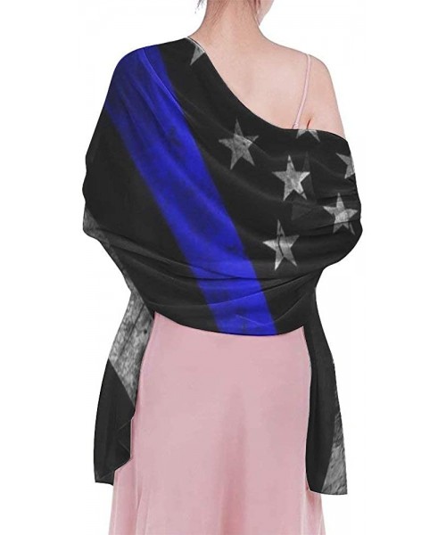 Cover-Ups Women Girl Fashion Chiffon Scarf Bikini Cover Up Summer Beach Sarong Wrap - Blue Line American Flag Black - C619C6N...