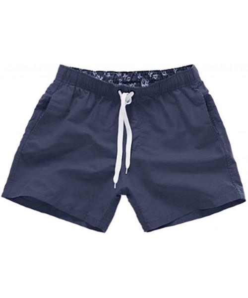 Trunks Mens Classic Solid Outdoor Beach Drawstring Shorts with Pockets Quick Dry Swim Trunks Athletic Pier Cargo Pants - Navy...