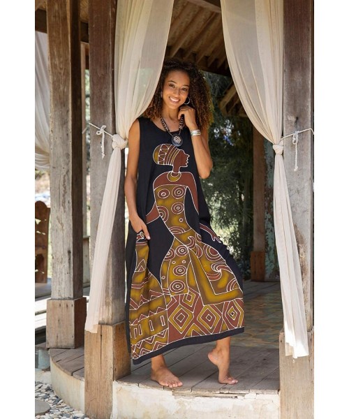 Cover-Ups Womens Long African Print Maxi Dress Swimsuit Cover Up Loose Sleeveless Beach Kaftan with Pockets Rayon Women Pot B...