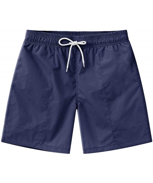 Trunks Fashion Short Men's Swim Trunks Boardshorts Quick Dry Beach Wear Shorts with Mesh Lining - Deep Blue - CO18SLW4GZX