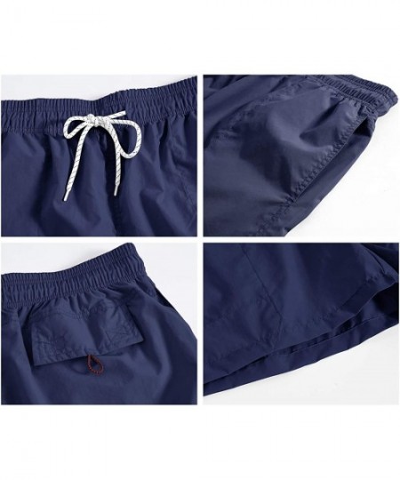 Trunks Fashion Short Men's Swim Trunks Boardshorts Quick Dry Beach Wear Shorts with Mesh Lining - Deep Blue - CO18SLW4GZX