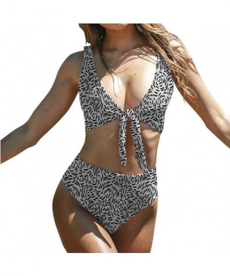 Sets Bikini Swimsuit Set Black and White- Circles Mosaic Tummy Control Swim Dress Sexy- and Classy - Multi 16 - C41900YNRYT