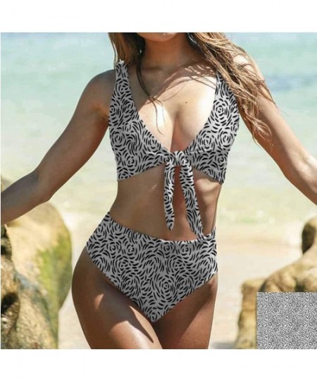 Sets Bikini Swimsuit Set Black and White- Circles Mosaic Tummy Control Swim Dress Sexy- and Classy - Multi 16 - C41900YNRYT