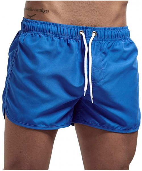 Board Shorts Men's Spring and Summer Splicing Swimming Trousers and Beach Surfing Shorts - Blue - CX18URTW3IL