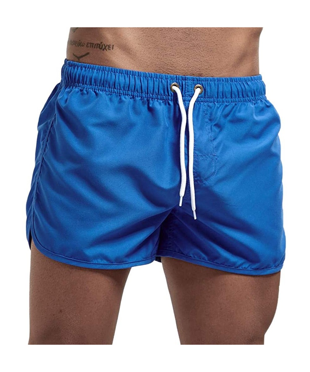 Board Shorts Men's Spring and Summer Splicing Swimming Trousers and Beach Surfing Shorts - Blue - CX18URTW3IL