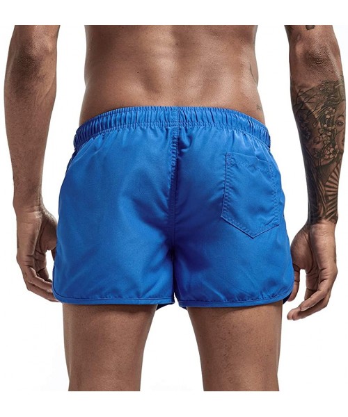 Board Shorts Men's Spring and Summer Splicing Swimming Trousers and Beach Surfing Shorts - Blue - CX18URTW3IL