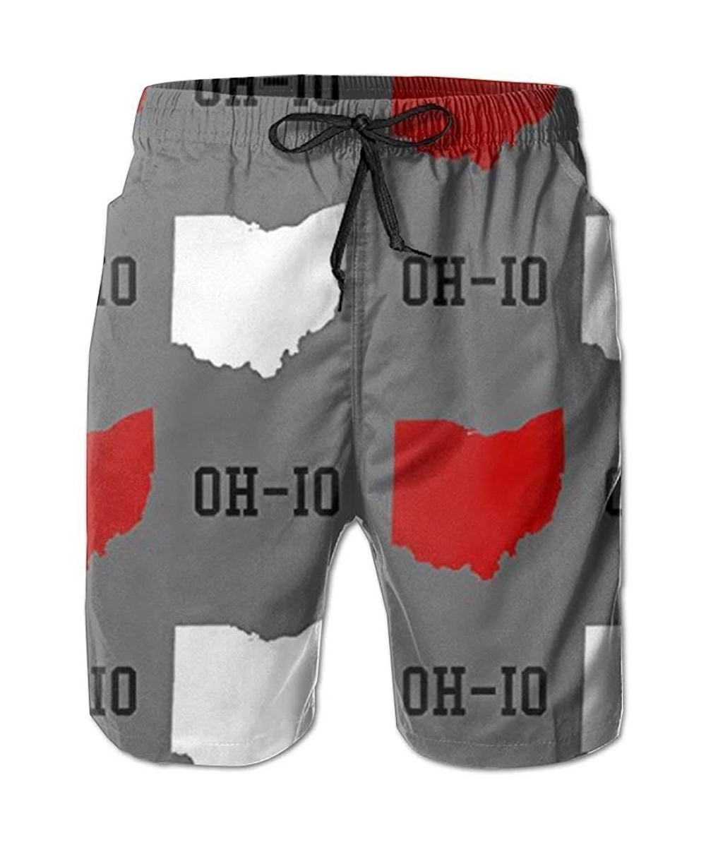 Board Shorts Oh-io State Gray Men's Beach Pants Quick Dry Swim Trunks - White - CJ18I88M5GL