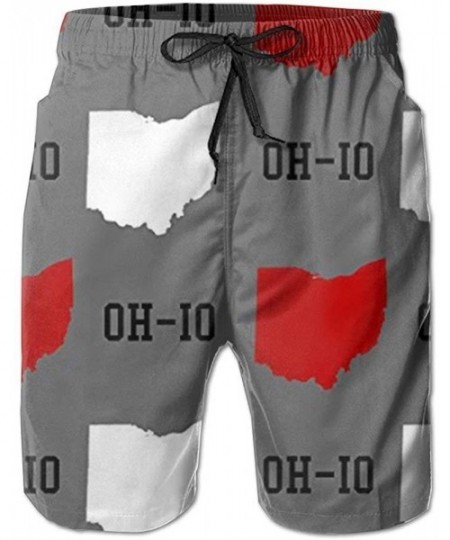 Board Shorts Oh-io State Gray Men's Beach Pants Quick Dry Swim Trunks - White - CJ18I88M5GL