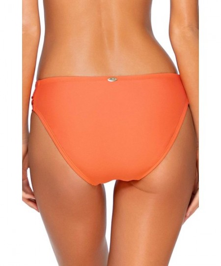 Tankinis Women's Femme Fatal Shirred Side Bikini Bottom Swimsuit - Tropical Coral - C9193UX9KCQ