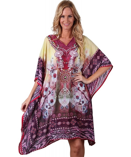 Cover-Ups Summer Cover Up Sequins Beachwear Poncho Beaded Tunic - Multicolor 1 - CJ12O8M6951