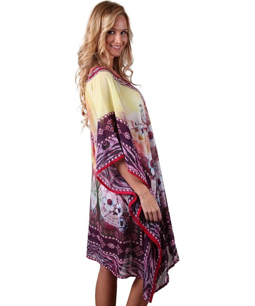 Cover-Ups Summer Cover Up Sequins Beachwear Poncho Beaded Tunic - Multicolor 1 - CJ12O8M6951