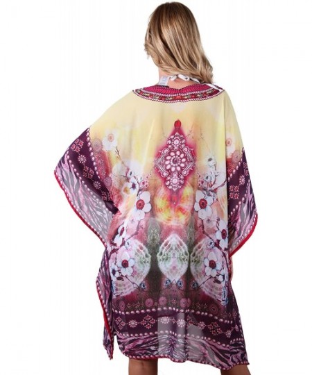 Cover-Ups Summer Cover Up Sequins Beachwear Poncho Beaded Tunic - Multicolor 1 - CJ12O8M6951