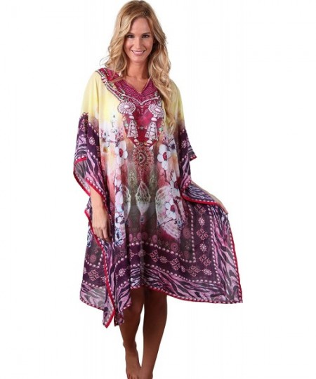 Cover-Ups Summer Cover Up Sequins Beachwear Poncho Beaded Tunic - Multicolor 1 - CJ12O8M6951