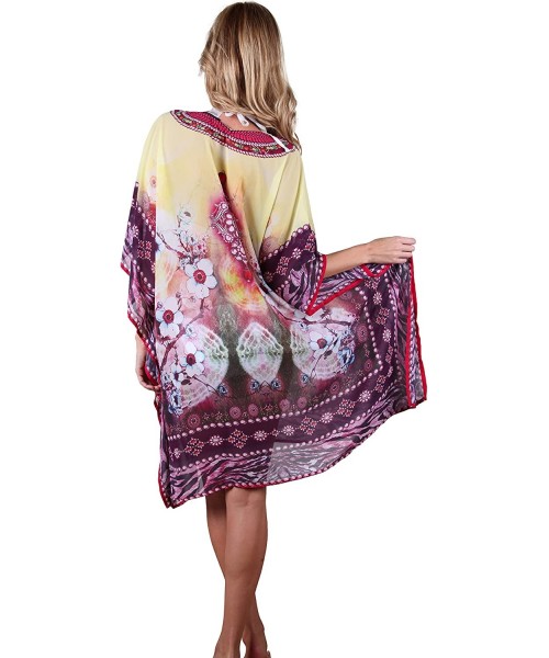 Cover-Ups Summer Cover Up Sequins Beachwear Poncho Beaded Tunic - Multicolor 1 - CJ12O8M6951