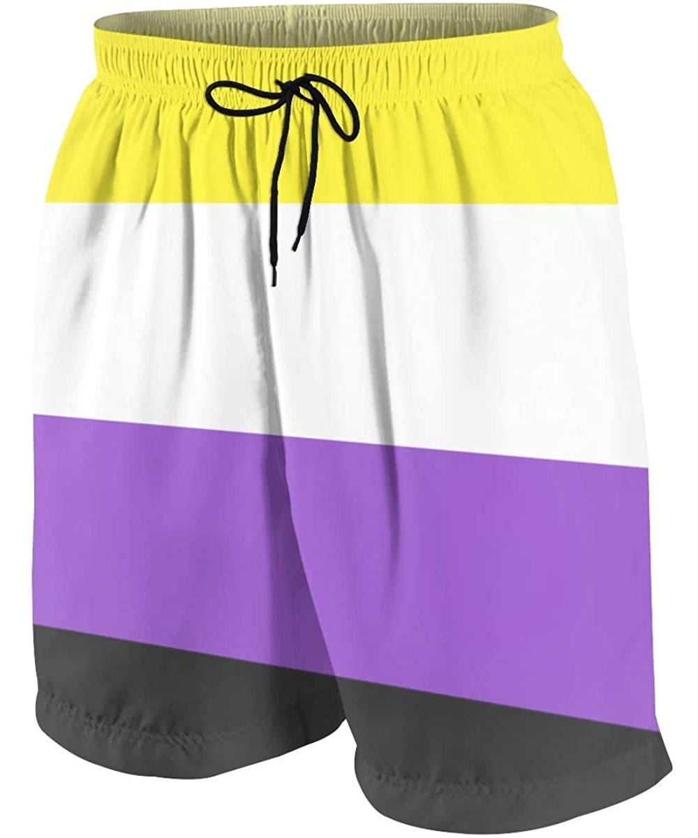 Board Shorts Funny Cartoon Colorful Heart Stars Teenagers' Boardshort Swimtrunk with Drawstring for Surfing - Non-binary Prid...