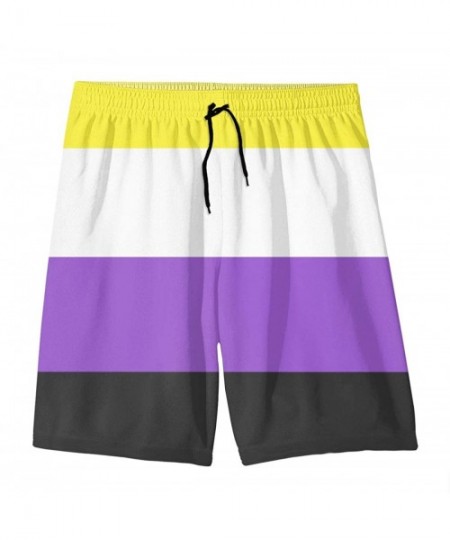 Board Shorts Funny Cartoon Colorful Heart Stars Teenagers' Boardshort Swimtrunk with Drawstring for Surfing - Non-binary Prid...