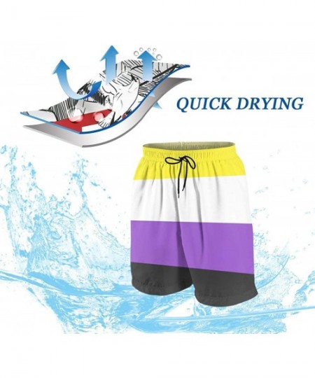 Board Shorts Funny Cartoon Colorful Heart Stars Teenagers' Boardshort Swimtrunk with Drawstring for Surfing - Non-binary Prid...