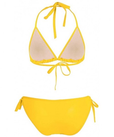 Sets Womens Two Piece Swimsuit Push Up Tankini Sets Plus Size Beachwear Bikini Summer - Yellow - C2196ZE3TMA