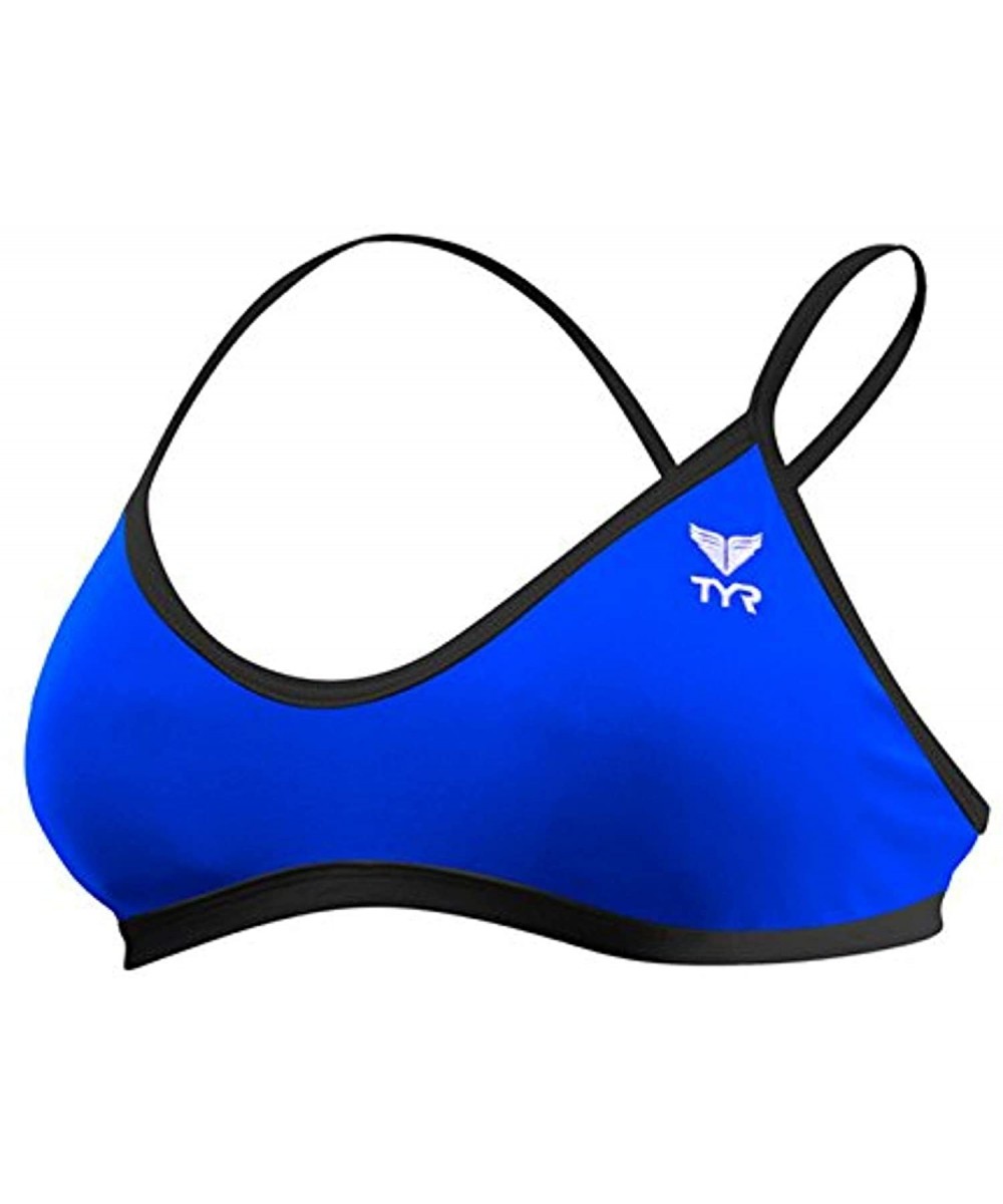 Racing Swim Bundle TYR Women's Solid Trinity Top & Swimming Earplugs - Royal / Black - CV18SZX953Q