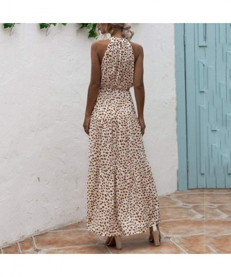 Cover-Ups Women Fashion Dresses Sleeveless Dot Printed Party Maxi Dress Summer Casual Loose Halter Long Dress Sundress T begi...