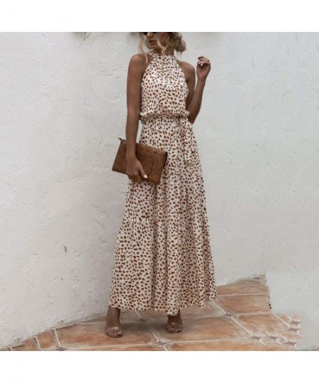 Cover-Ups Women Fashion Dresses Sleeveless Dot Printed Party Maxi Dress Summer Casual Loose Halter Long Dress Sundress T begi...