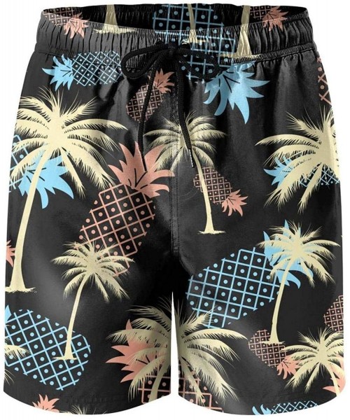 Board Shorts Men's Sportwear Quick Dry Board Shorts Cattle Family On The Grass Swim Trunks - Coconut Palm Tree - C118RS7SXHT