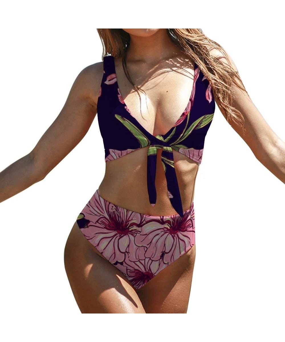 Sets Womens Swimsuits Stars Printing Sexy Bathing Suits High Waist Bikini Swimsuit Sets - Color 10 - CB190DZ73YT