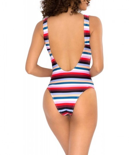 One-Pieces Women's French Cut One Piece Swimsuit - Rhumba Stripes - C618NAR9C2Q