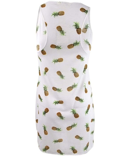 Cover-Ups Women's Pineapple-Print Tank Dress Swim Cover-Up - White Kiwi - CJ196SI9SA5