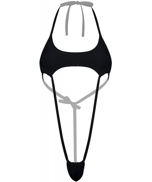 One-Pieces One-Piece Women's Micro Thongs G-String Bikini Swimwear Slingshot Monokini - Black Halter Neck - CY194M8LA66