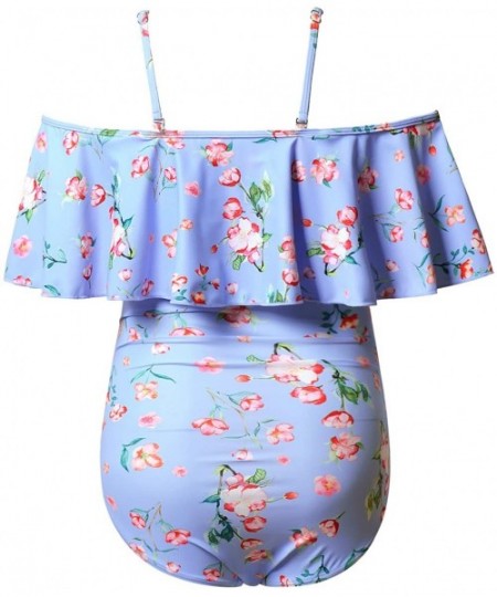 One-Pieces Maternity Swimwear Womens Bikinis Tankini Summer Swimsuits Pregnancy Beachwear - Blue Floral One-pieces - C8194GD9ZXZ