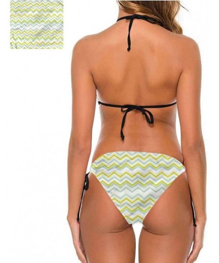 Bottoms Tie Bikini Swimsuit Set Chevron- Nostalgic Complex Zig Zag Cute Confy and Sexy - Multi 11-two-piece Swimsuit - C619E6...