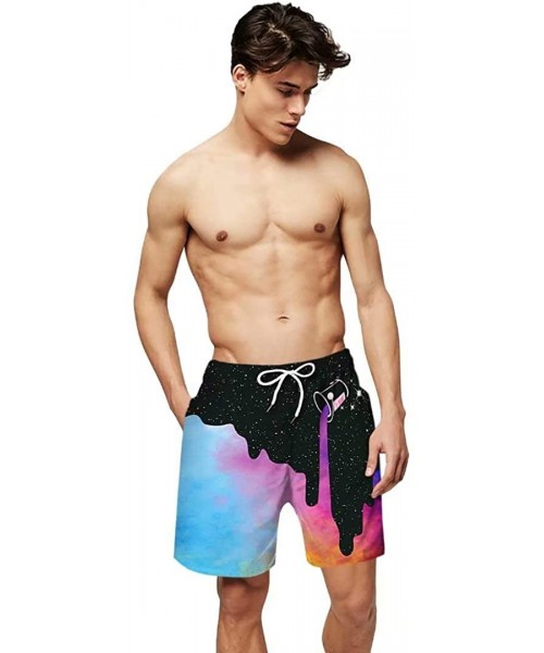 Trunks Mens 3D Printed Funny Swim Trunks Beachwear Sports Running Board Shorts Mesh Lining - Color J - CZ190SZZ3M7