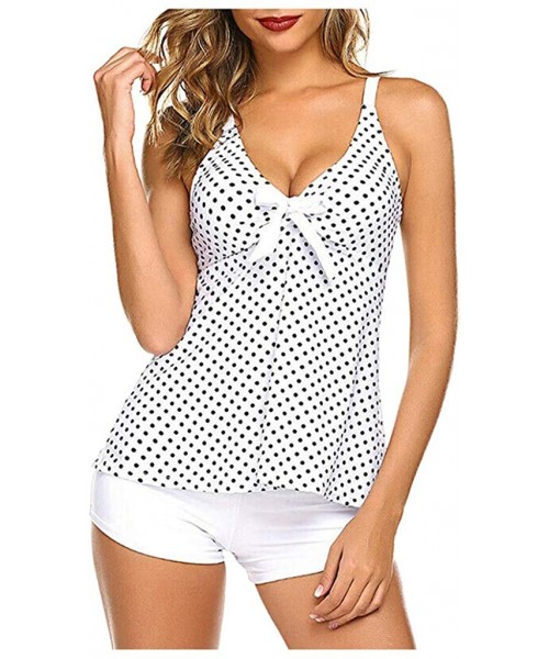 Racing Plus Size Two Piece Tankini Bikini Set Dot Printed Bathing Suit Ladies Swim Dress Swimwear Beachwear - Bwh1 - CZ198XNGL0S