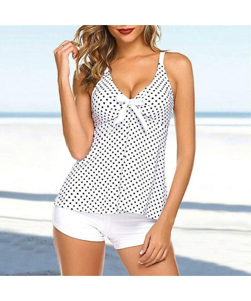 Racing Plus Size Two Piece Tankini Bikini Set Dot Printed Bathing Suit Ladies Swim Dress Swimwear Beachwear - Bwh1 - CZ198XNGL0S