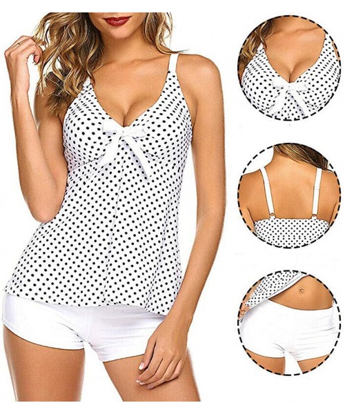 Racing Plus Size Two Piece Tankini Bikini Set Dot Printed Bathing Suit Ladies Swim Dress Swimwear Beachwear - Bwh1 - CZ198XNGL0S