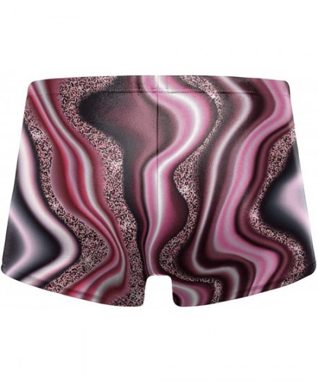 Briefs Men's Low Rise Bikini Briefs Bulge Beach Swim Trunks - Luxury Pink and Gray Marbling Pattern - C119C5MRW6W