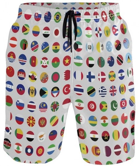 Board Shorts Men's Quick Dry Swim Trunks with Pockets Beach Board Shorts Bathing Suits - World Flags - CQ195292CSI