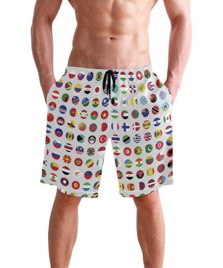 Board Shorts Men's Quick Dry Swim Trunks with Pockets Beach Board Shorts Bathing Suits - World Flags - CQ195292CSI