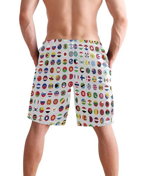 Board Shorts Men's Quick Dry Swim Trunks with Pockets Beach Board Shorts Bathing Suits - World Flags - CQ195292CSI