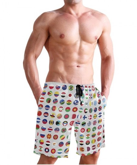 Board Shorts Men's Quick Dry Swim Trunks with Pockets Beach Board Shorts Bathing Suits - World Flags - CQ195292CSI